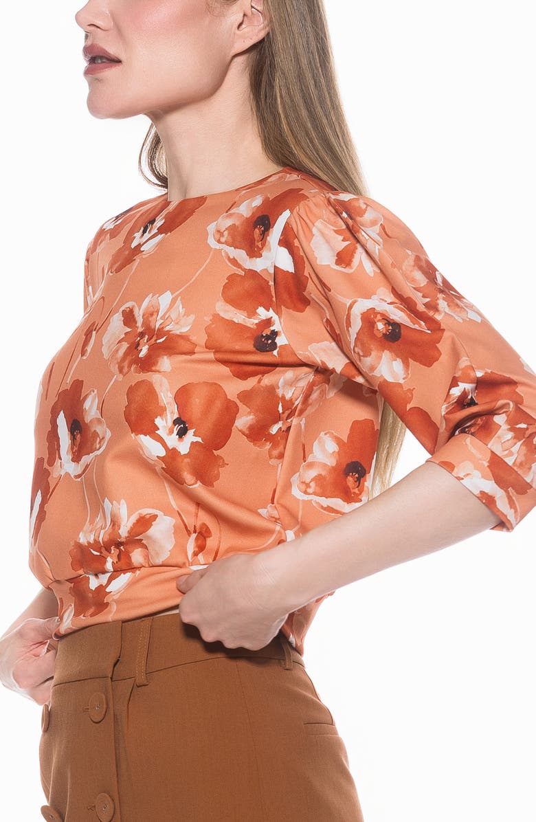 Alexia Admor Bebe Three-Quarter Sleeve Sweatshirt, Alternate, color, Beige Floral