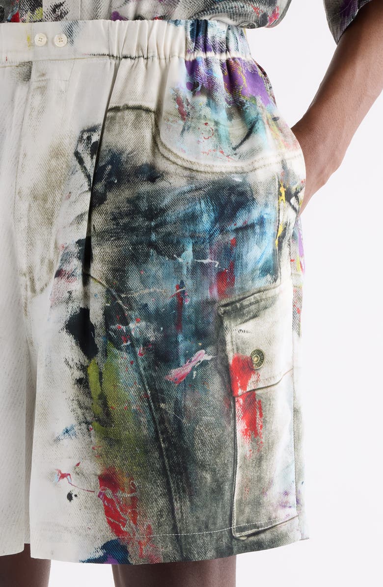 Acne Studios Ruxer Paint Print Shorts, Alternate, color, White Multicolor