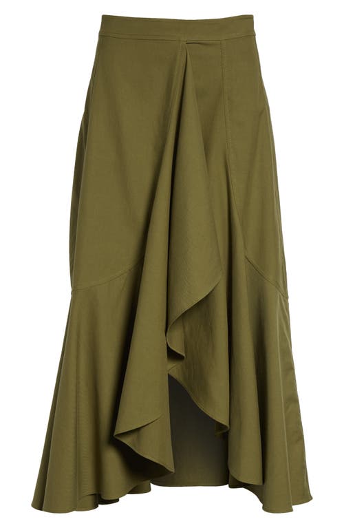 Ulla Johnson Sabina Cascasde Ruffle Cotton Blend Skirt In Lichen