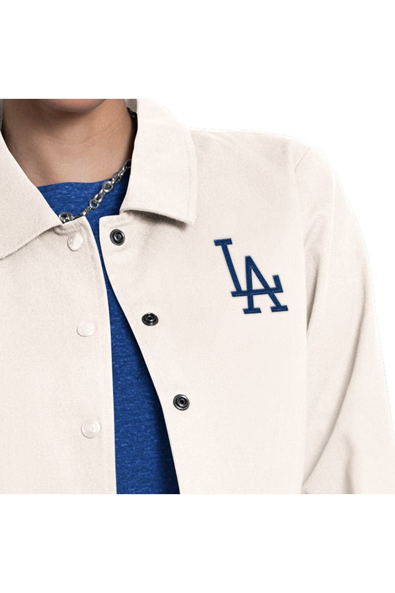 Women's Starter  Cream Los Angeles Dodgers Cooperstown First Down Full-Snap Coaches Jacket, Alternate, color, Cream