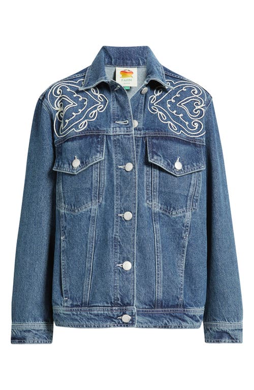 Farm Rio Cornely Embroidered Denim Jacket In Blue
