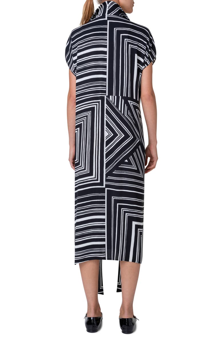Akris Lizzie's Lines Belted Silk Midi Dress, Alternate, color, 