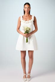 Coast Square Neck 3D Flower Bridal Mini Dress