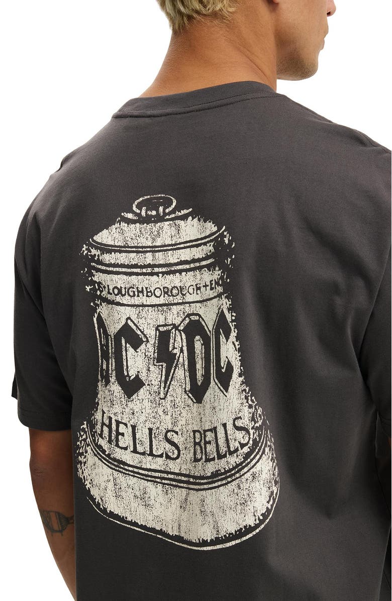 Cotton On Men's Premium Loose Fit Music T-Shirt, Alternate, color, Washed Black - Ac Dc - For