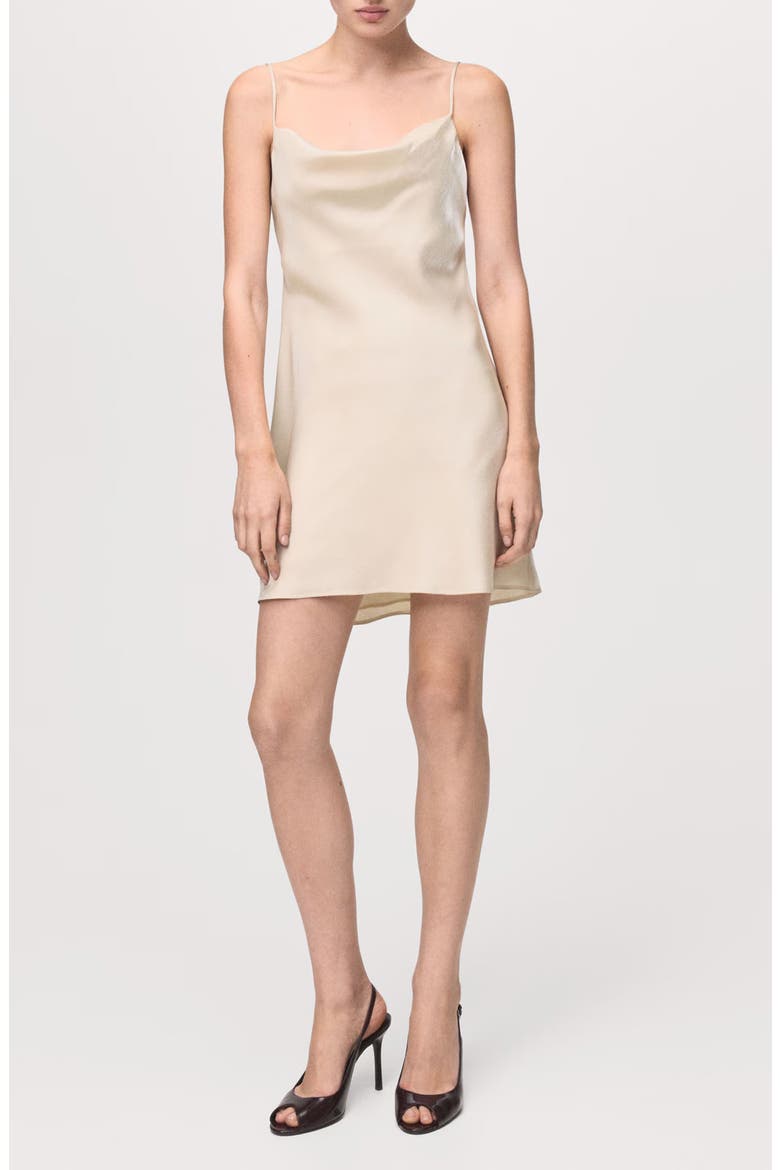 Cowl Neck Satin Mini Slipdress, Main, color, IVORY WHITE