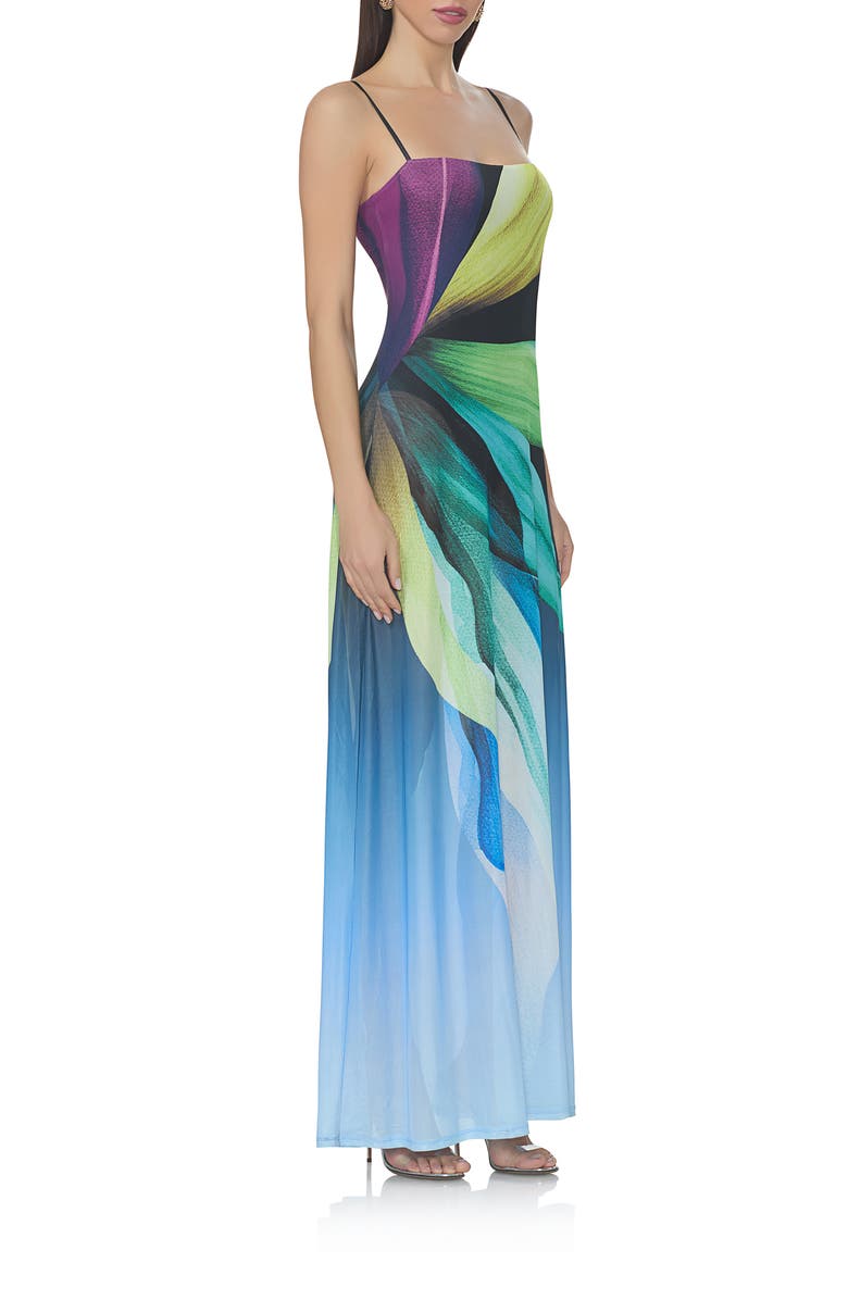 AFRM Shea Print A-Line Mesh Maxi Dress, Alternate, color,