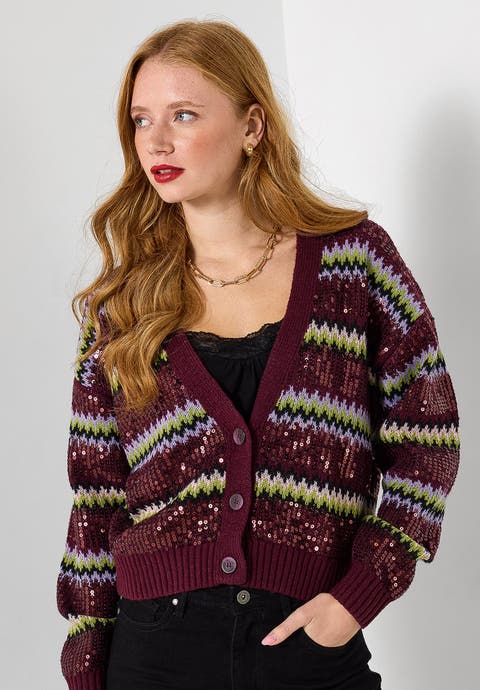 Sequin Sweater Cardigan (plus)