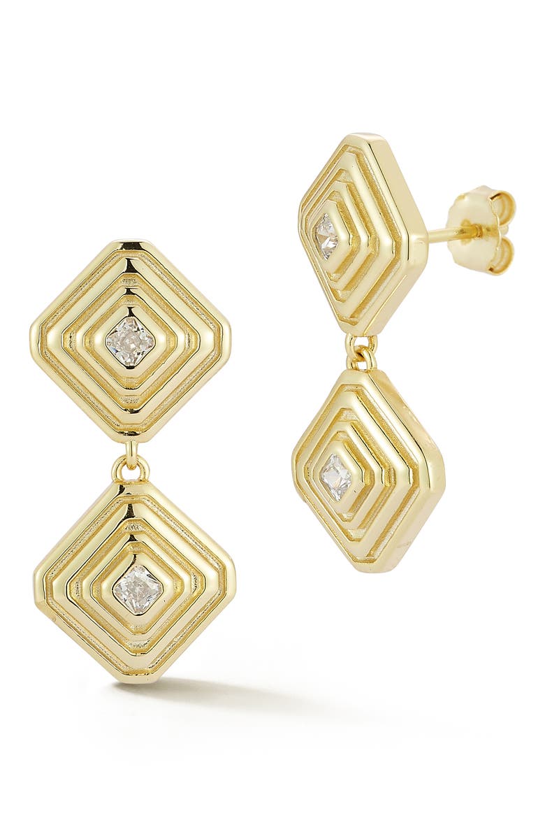 Cubic Zirconia Diamond Drop Earrings, Main, color, GOLD