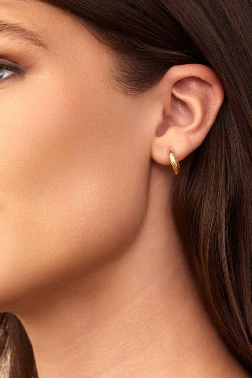Oradina 18k Yellow Gold With A Twist Mini Hoops In Gold
