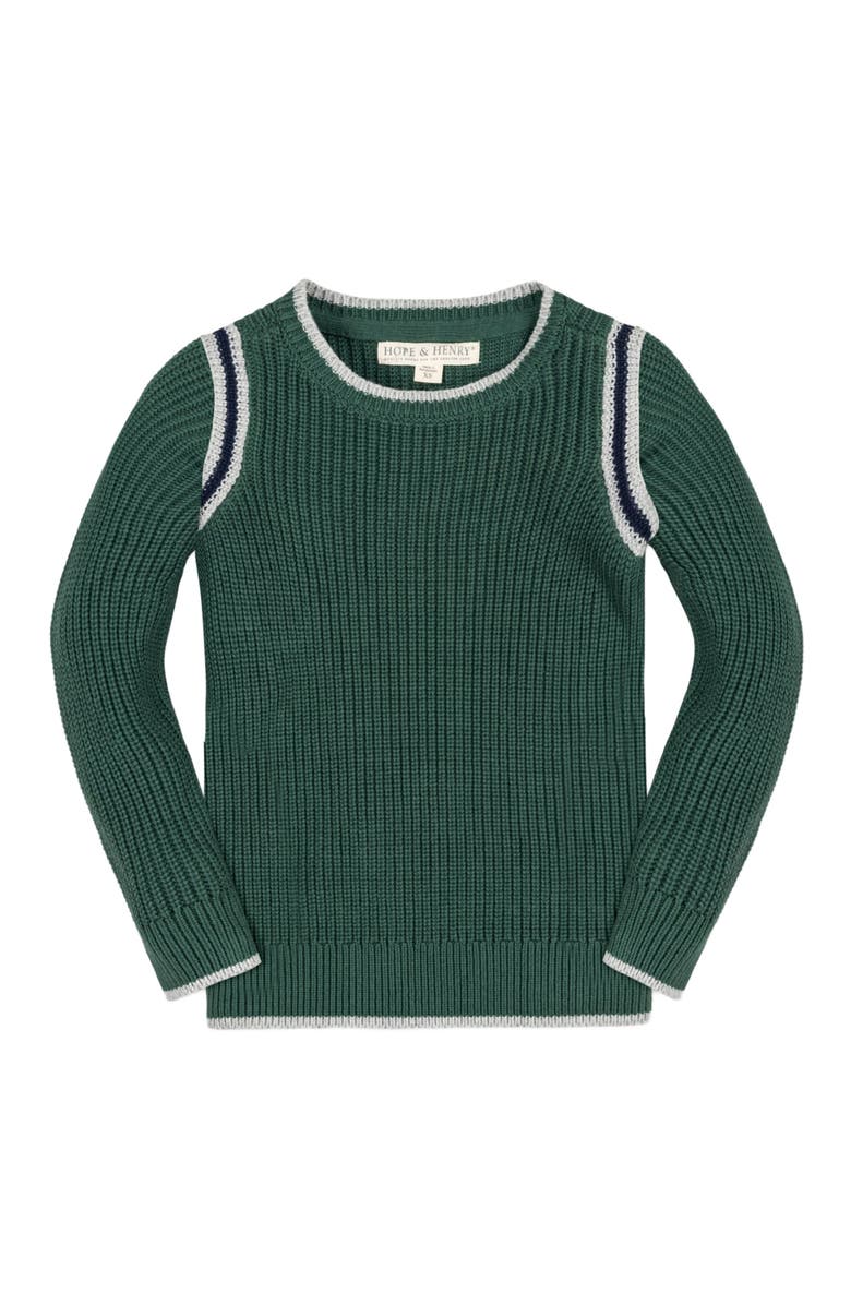 Hope & Henry Baby Boys' Organic Sporty Crew Neck Sweater, Infant, Main, color, Collegiate Green