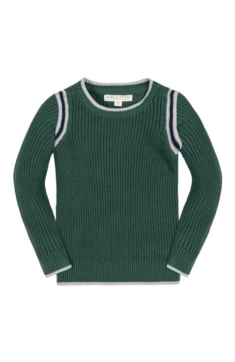 Baby Boys' Organic Sporty Crew Neck Sweater, Infant