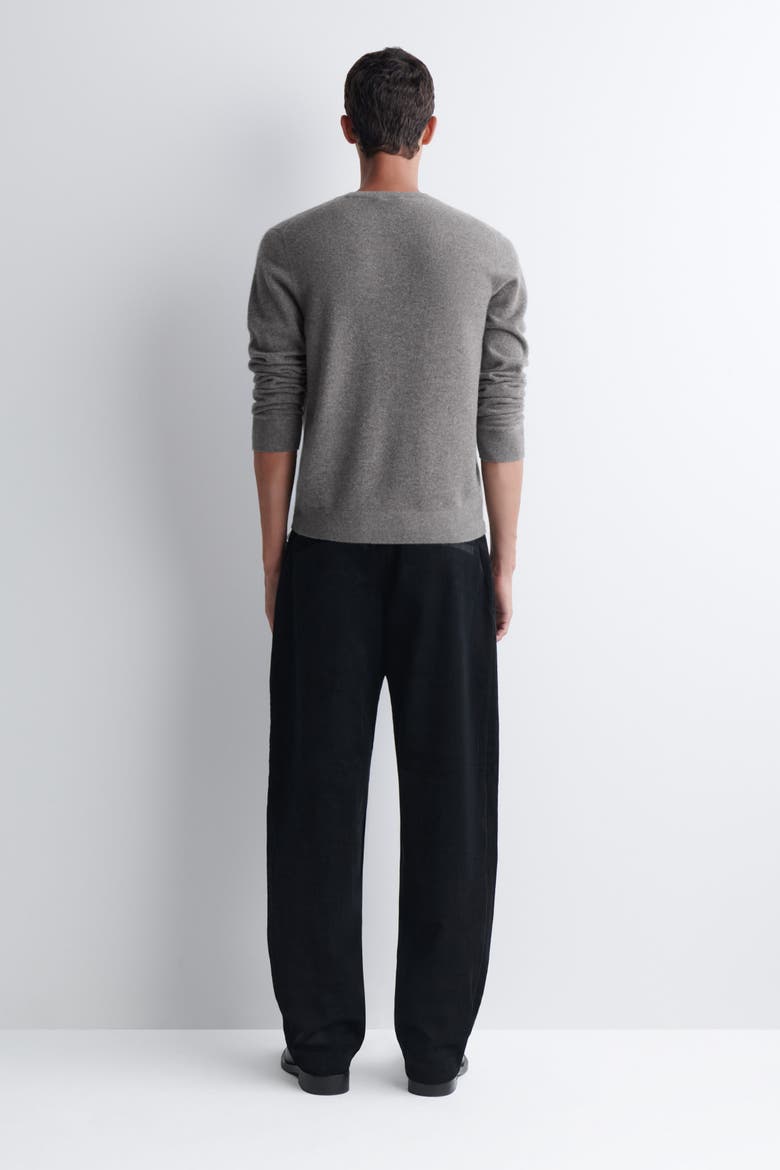Pleated Relaxed-Fit Tapered Corduroy Pants, Alternate, color, BLACK