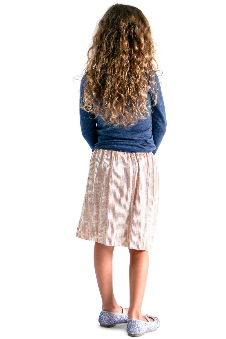 Metallic Pleated Skirt, Alternate, color, GOLD