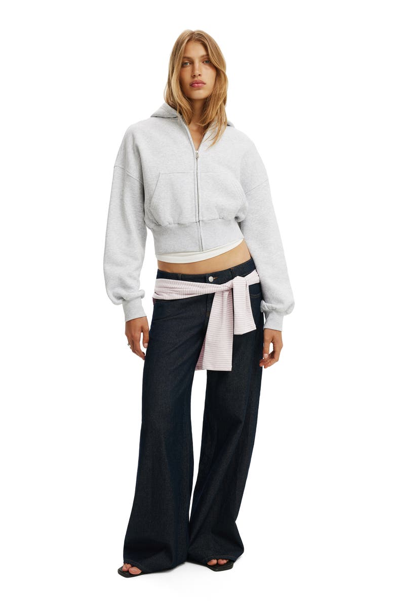 Cotton On Women's Oversized Zip Through Hoodie, Alternate, color, Soft Grey Marle