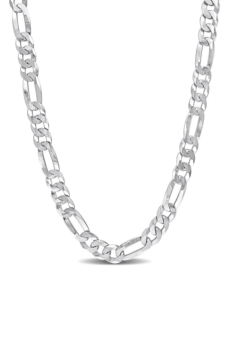 DELMAR Sterling Silver Flat Figaro Chain Link Necklace, Main, color, 