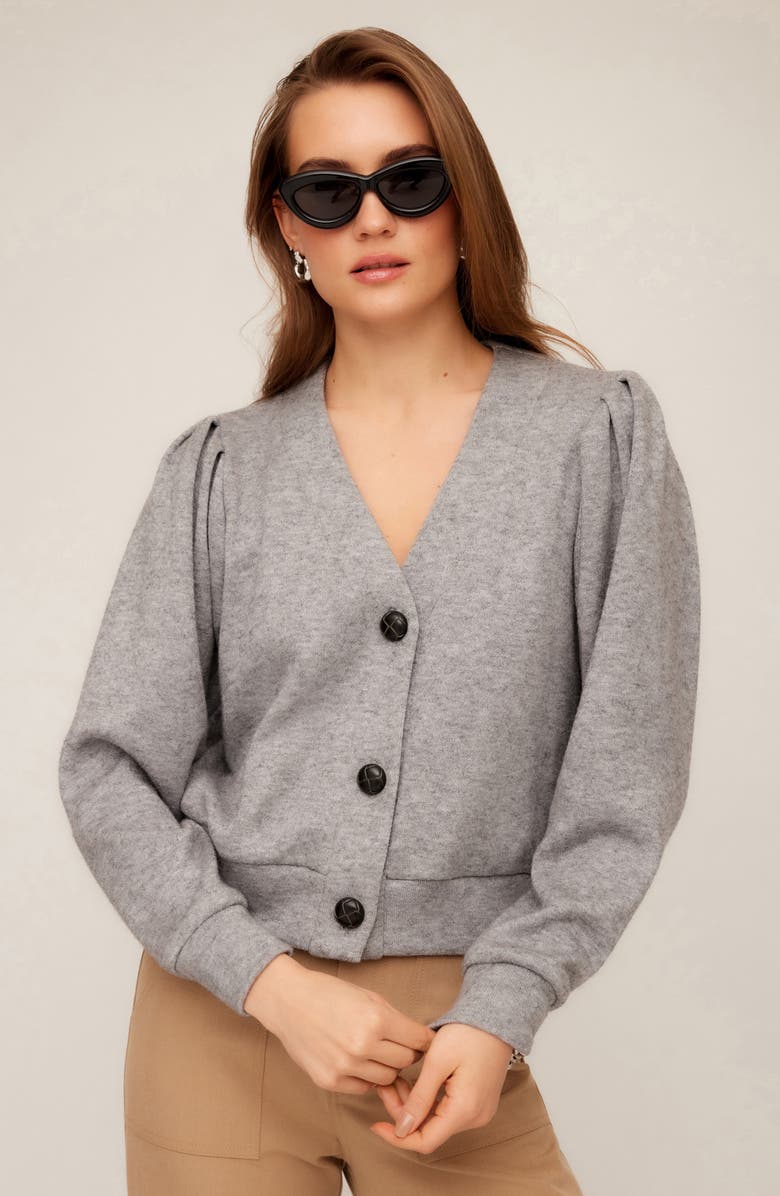 FIFTEEN TWENTY Madeline Puff Sleeve Cardigan, Alternate, color, Gray