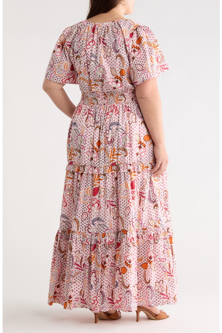 Hendry Floral Palmer Tiered Cotton Maxi Dress, Alternate, color, CREAM-MULT