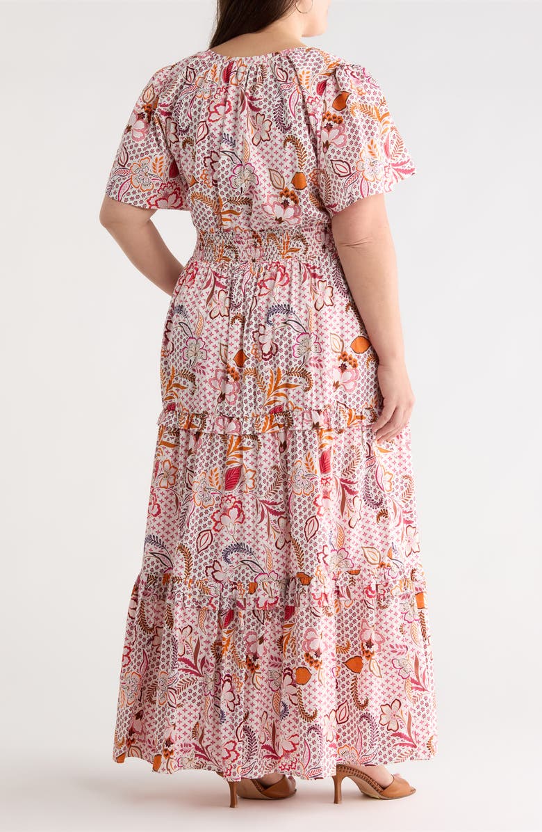 SUGARLIPS Hendry Floral Palmer Tiered Cotton Maxi Dress, Alternate, color, Cream-Mult