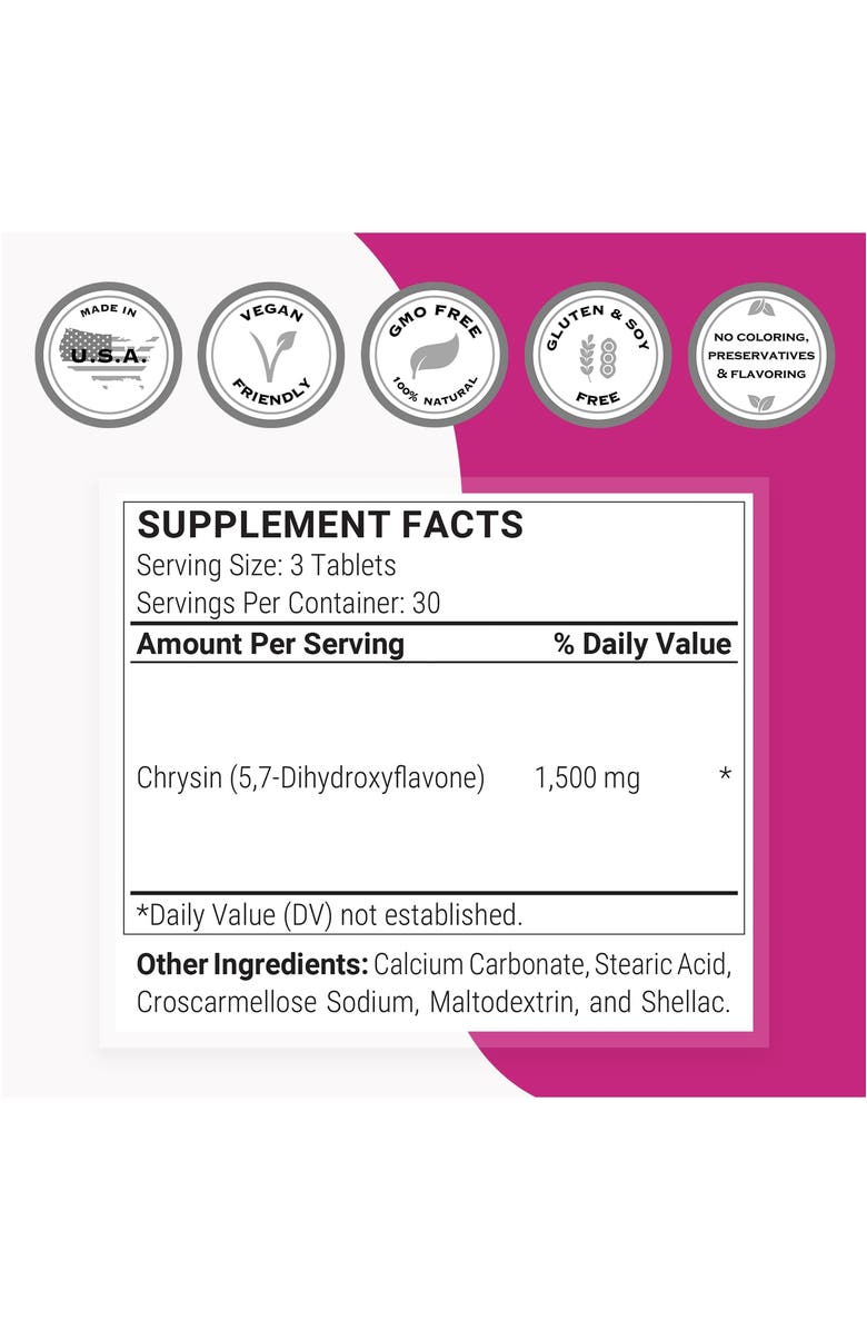 SuperSmart Chrysin Supplement 1500mg, Alternate, color, NO COLOR