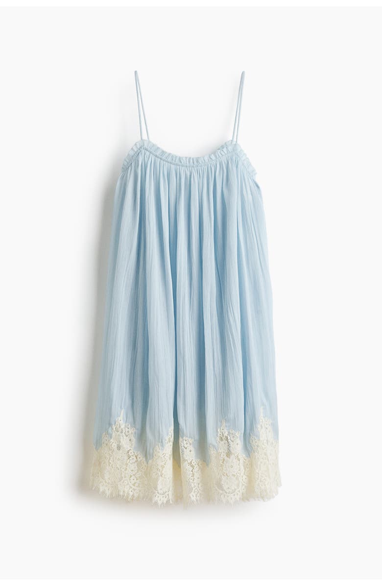 H&M Lace-trimmed chiffon strappy dress, Alternate, color, Light Blue