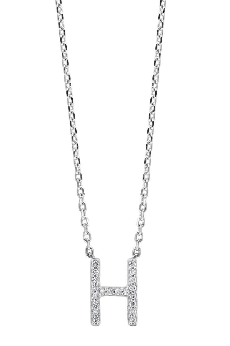 Sterling Silver Diamond Initial Pendant Necklace, Main, color, SILVER