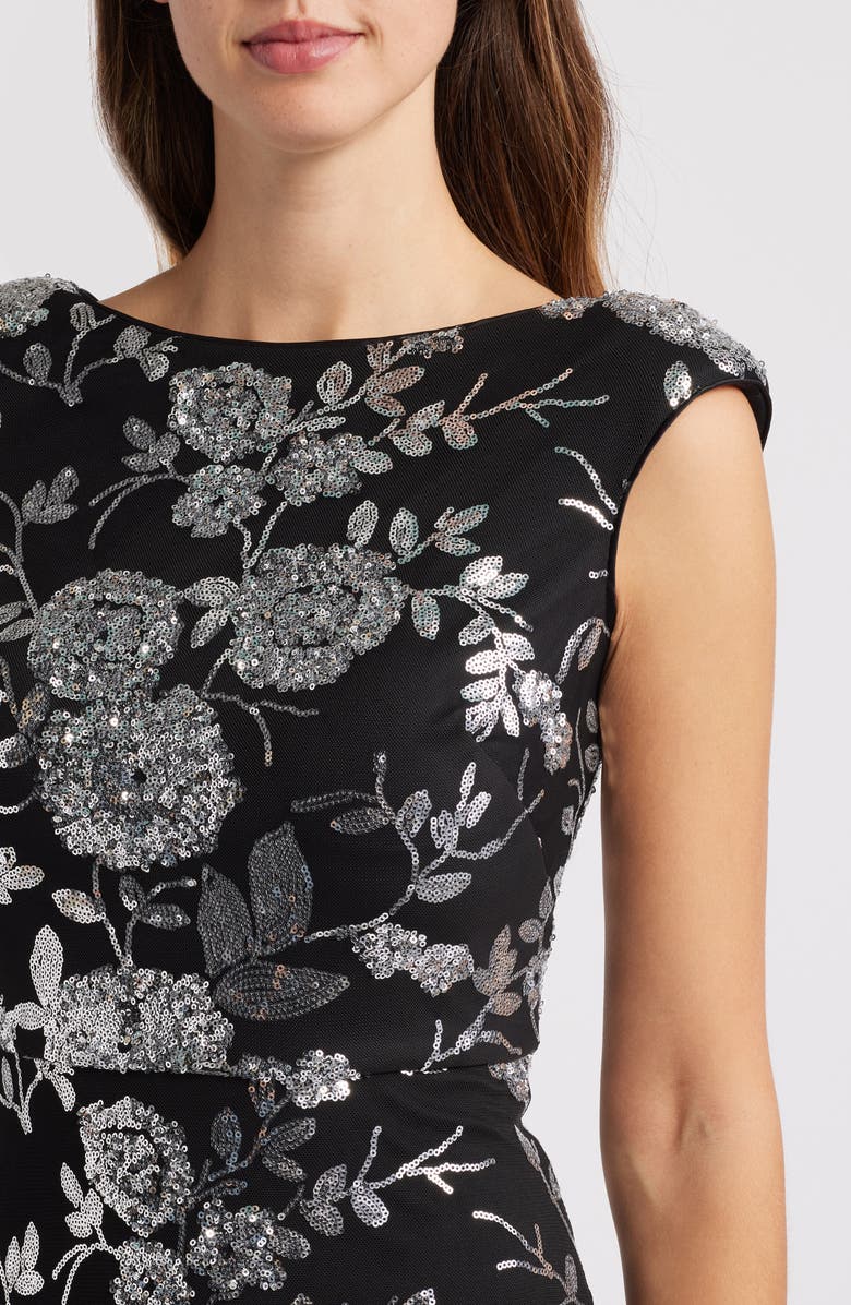 Eliza J Sequin Floral Sheath Gown, Alternate, color,