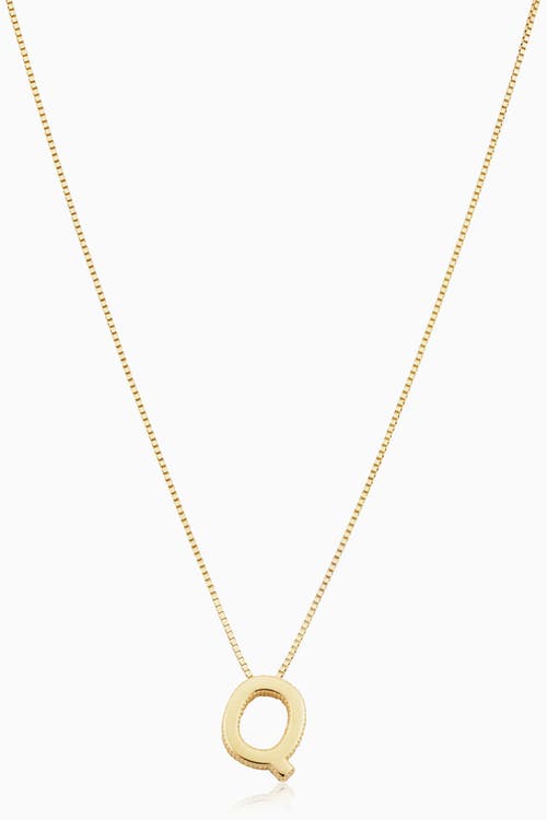 Oradina 14K Gold Love Letter Initial Necklace in Letter Q 