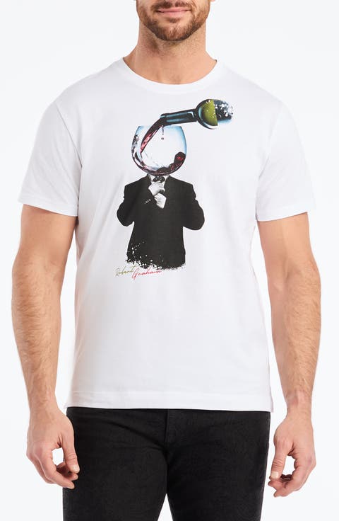 Wine Man Cotton Graphic T-Shirt