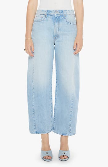 Mother The Full Pipe Flood High Waist Barrel Leg Jeans In Blue