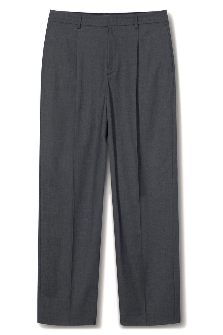 Pleated Semi-Wide Slacks, Alternate, color, CHARCOAL GREY