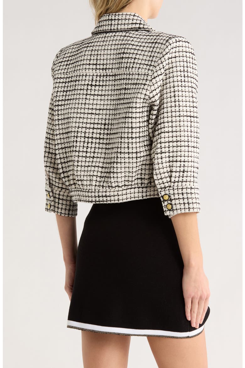 Jia Crop Tweed Jacket, Alternate, color, ECRU/ BLACK