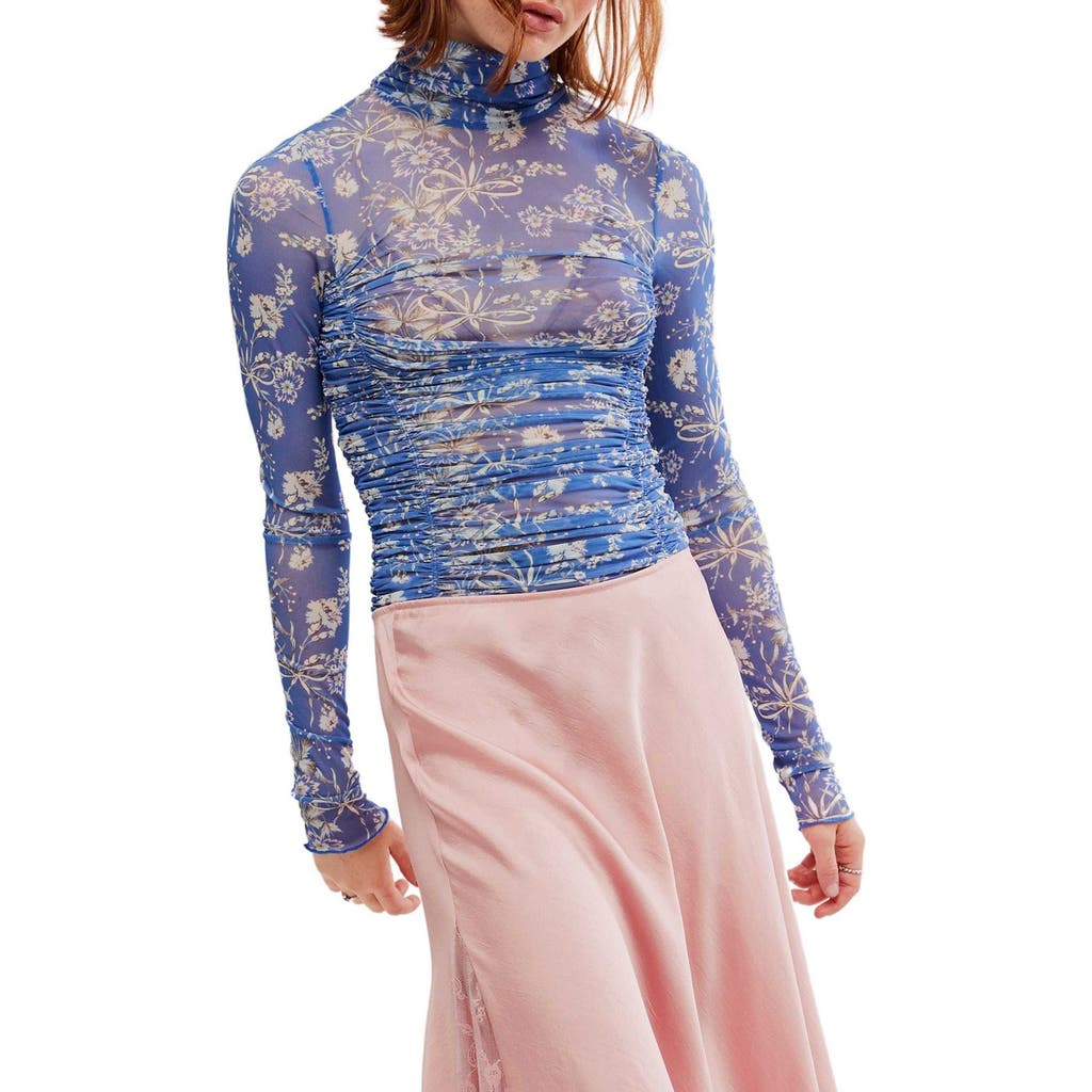 FREE PEOPLE FREE PEOPLE UNDER IT ALL RUCHED MESH TURTLENECK BODYSUIT