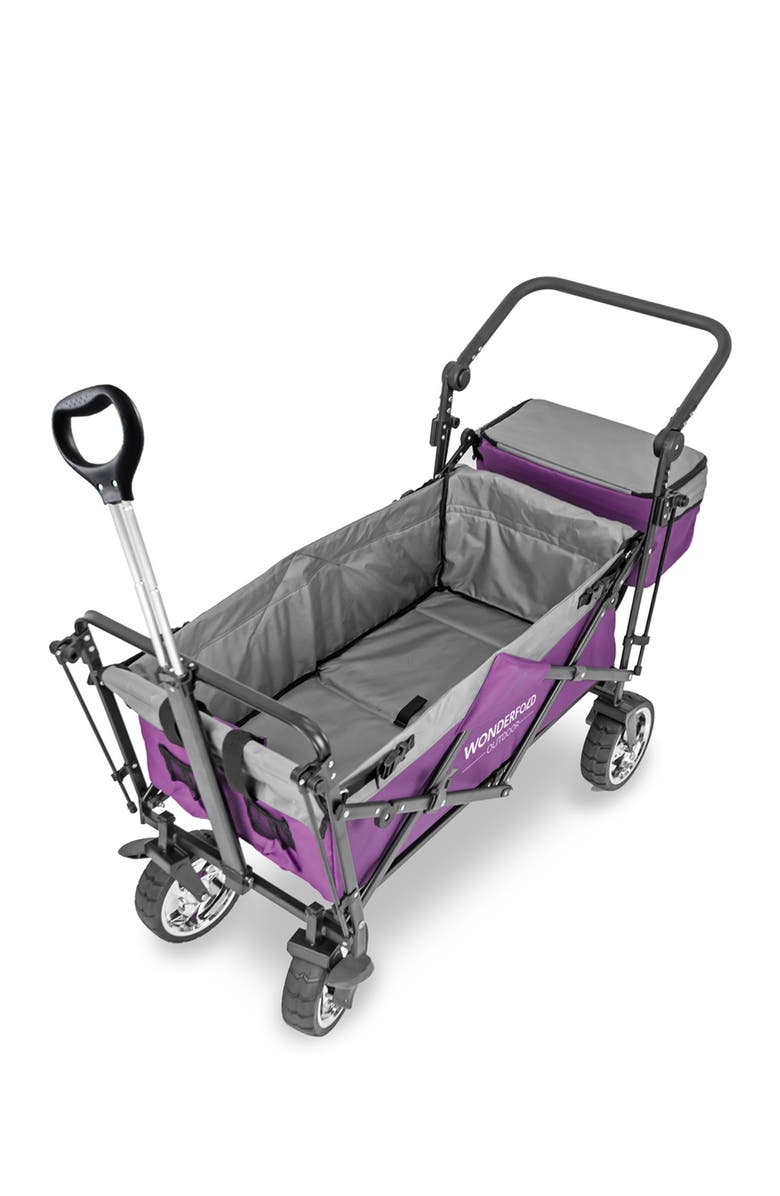 WonderFold Push & Pull Outdoor Folding Wagon with Canopy - Purple, Alternate, color, Purple