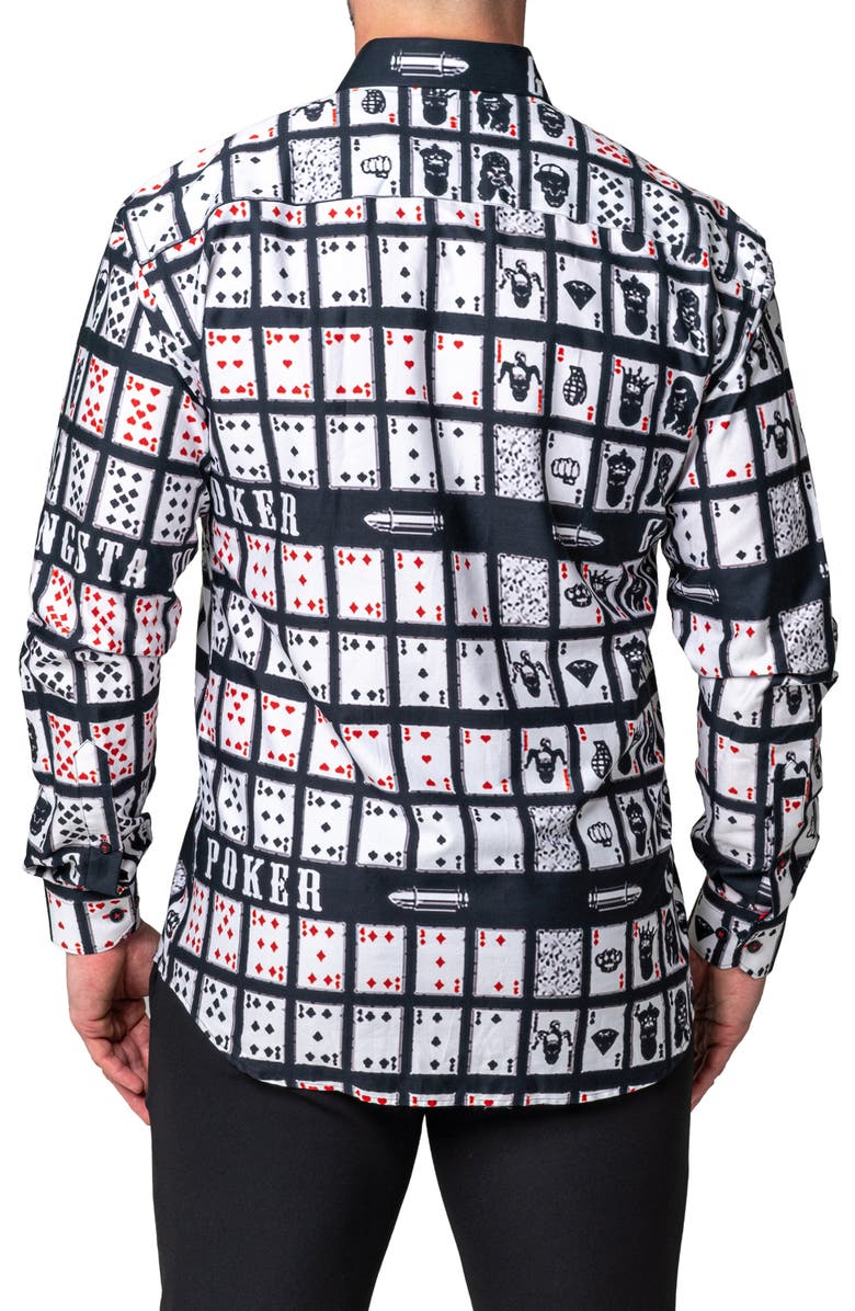 Maceoo Fibonacci Gangster Cotton Button-Up Shirt, Alternate, color, Grey