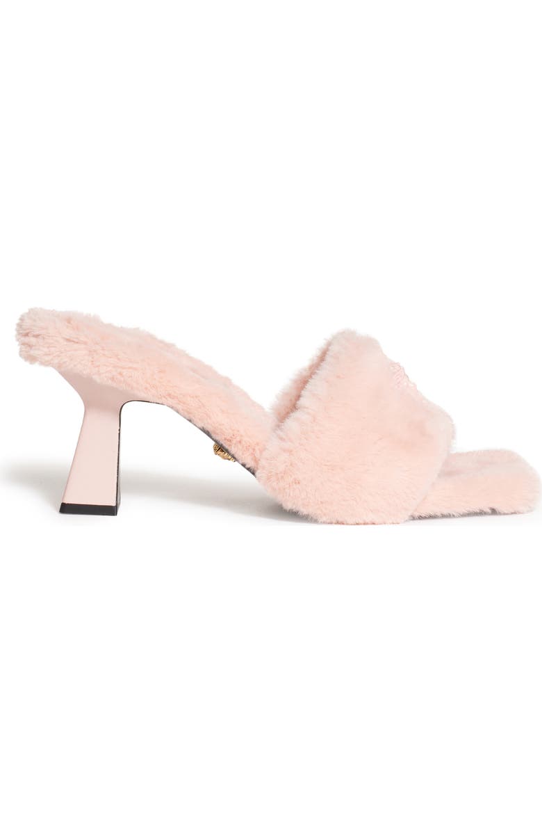 Versace La Medusa Faux Fur Slide Sandal, Alternate, color,