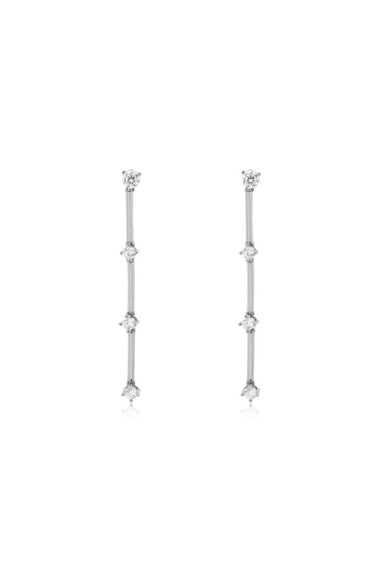 CZ Station Drop Dangle Earrings, Alternate, color, Sterling Silver