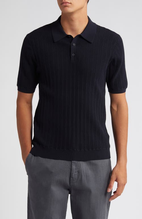 Wax London Naples Cotton Blend Knit Polo in Midnight 