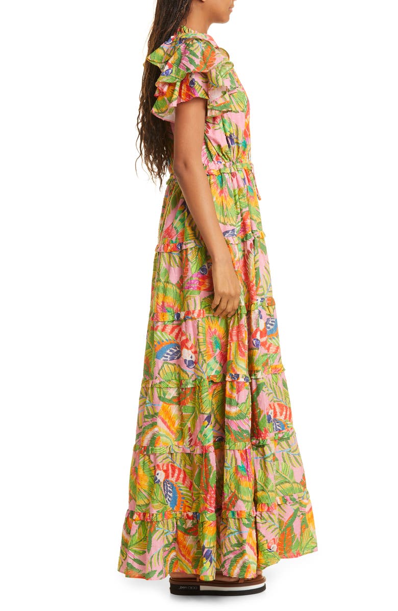 FARM Rio Macaw Print Cotton Maxi Dress, Alternate, color,