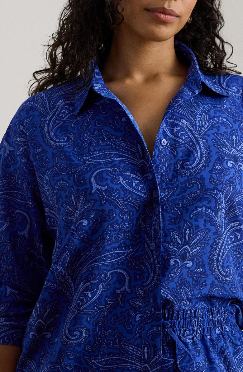 Lauren Ralph Lauren Kotta Paisley Print Button-Up Shirt, Alternate, color, Blue/ Multi