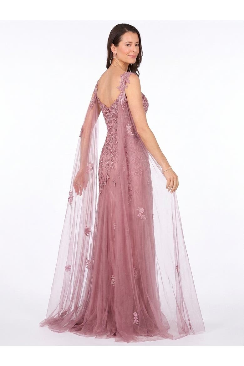 Off Shoulder Mermaid Beaded Gown with Feathers, Alternate, color, Mink