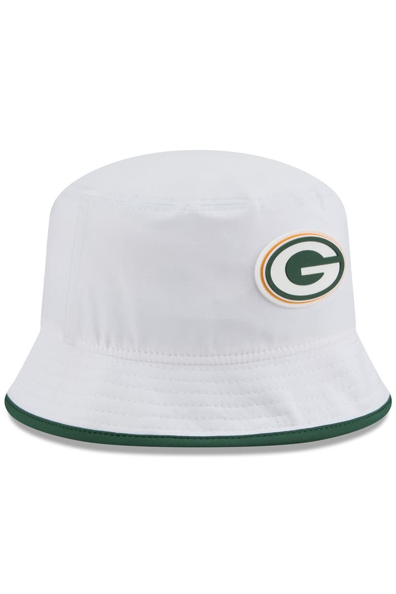 Men's New Era  White Green Bay Packers 2025 NFL Training Camp Stretch Bucket Hat, Alternate, color, White