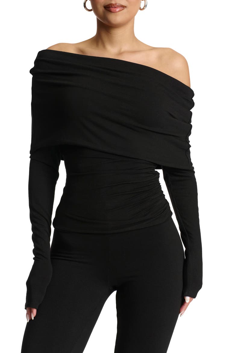 Off the Shoulder Top, Main, color, BLACK