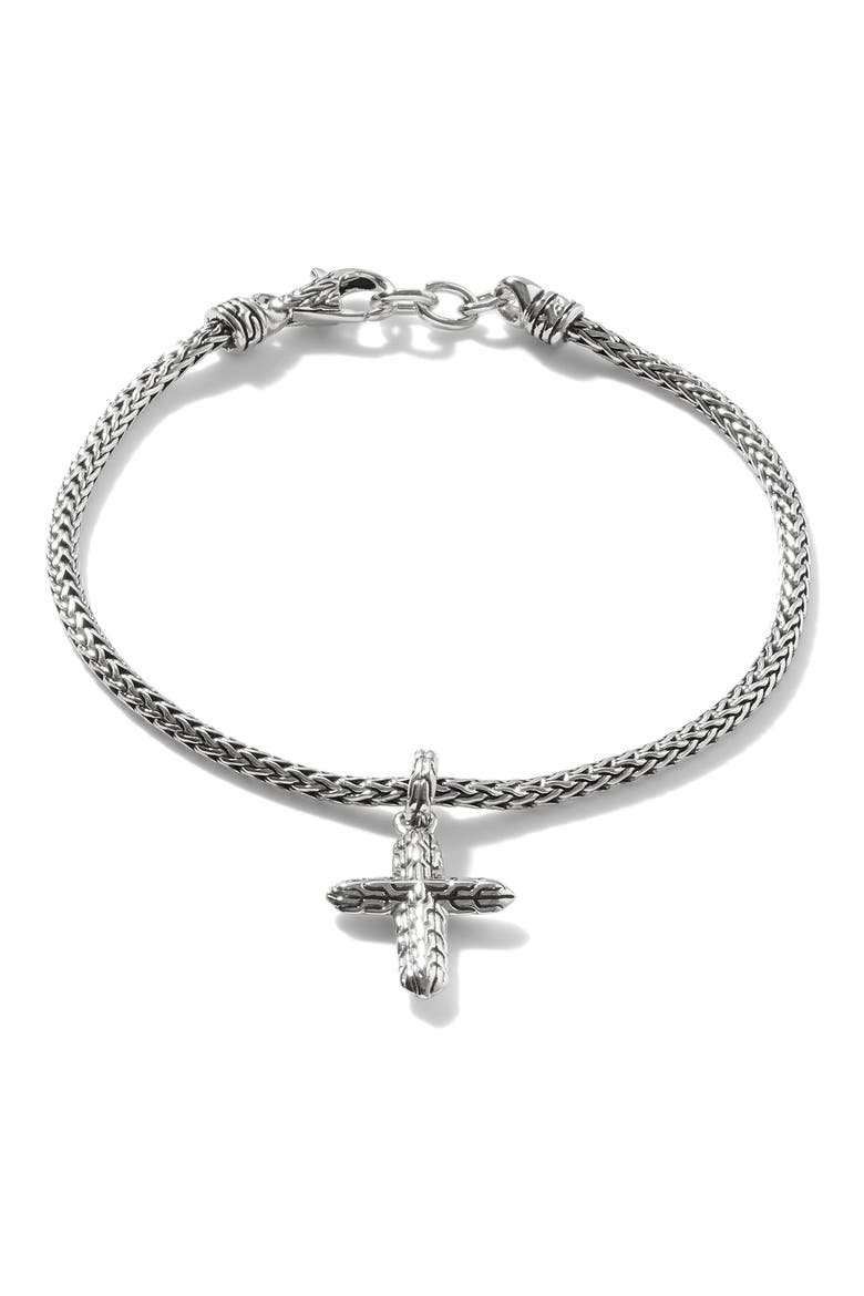 Cross Charm Bracelet, Sterling Silver, Main, color, SILVER