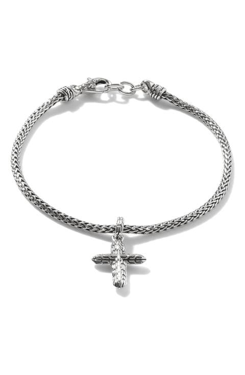 Cross Charm Bracelet, Sterling Silver