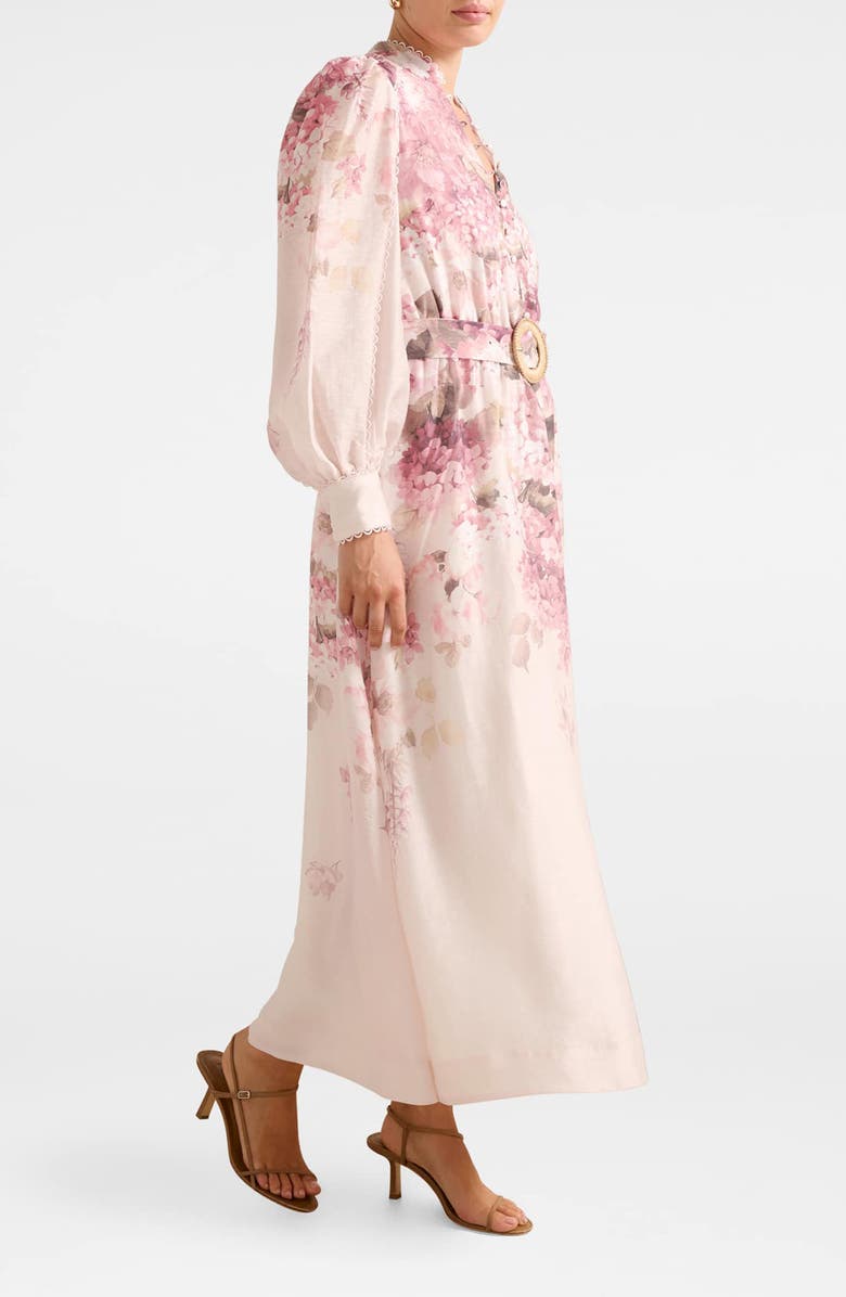 Ever New Peyton Belted Long Sleeve Button Front Maxi Dress, Alternate, color, Cream Adela Floral