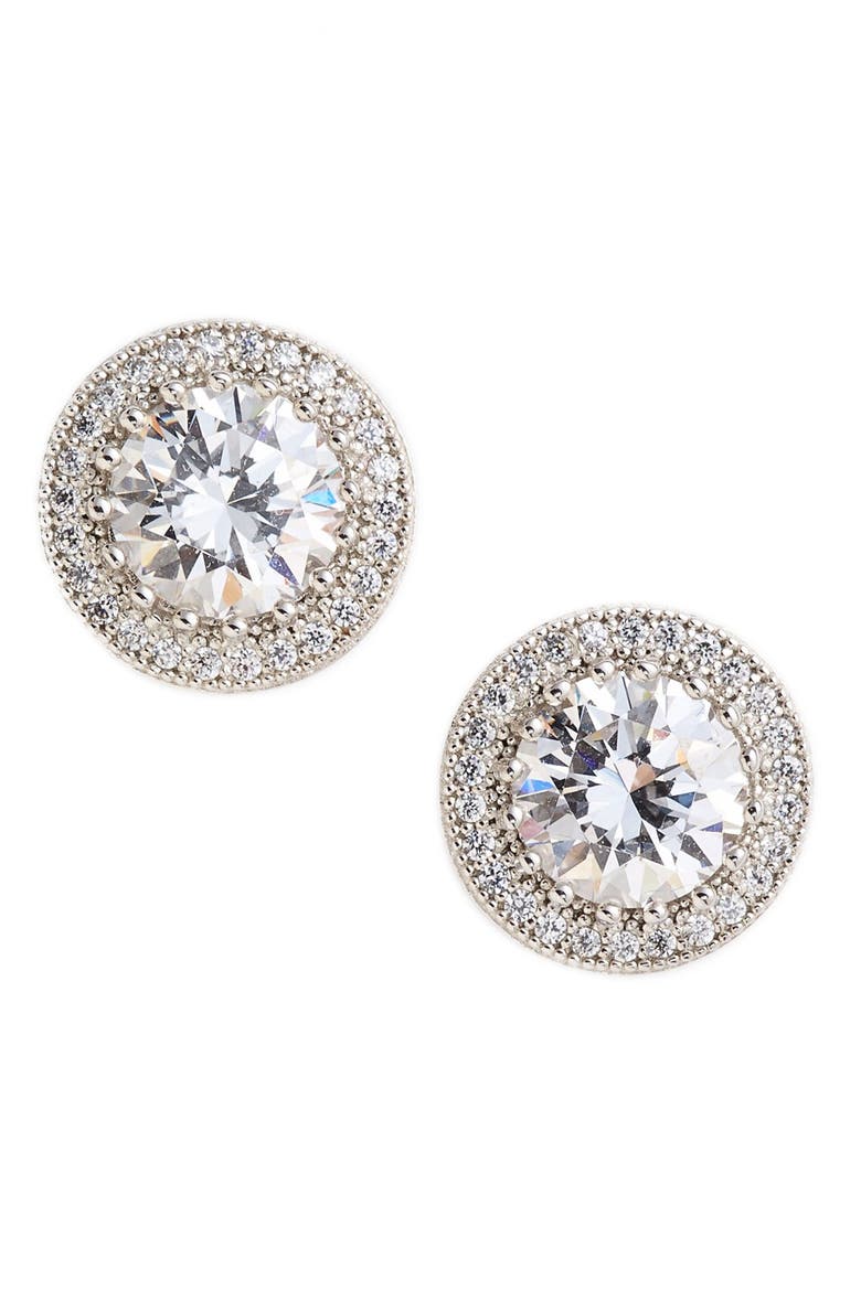 'Lassaire' Stud Earrings, Main, color, SILVER/ CLEAR
