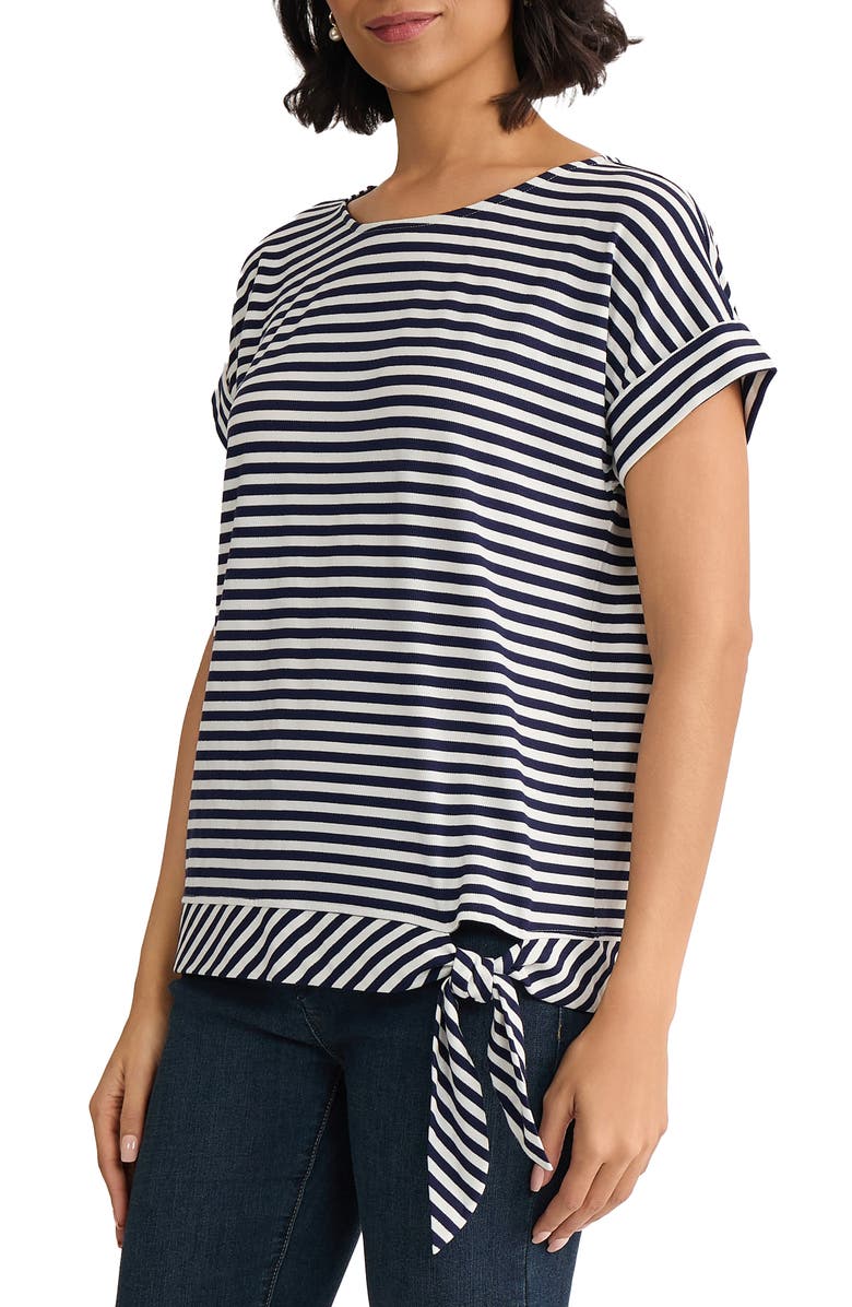 Jones New York Stripe Dolman Top, Alternate, color, Pacific Navy/ Natural White