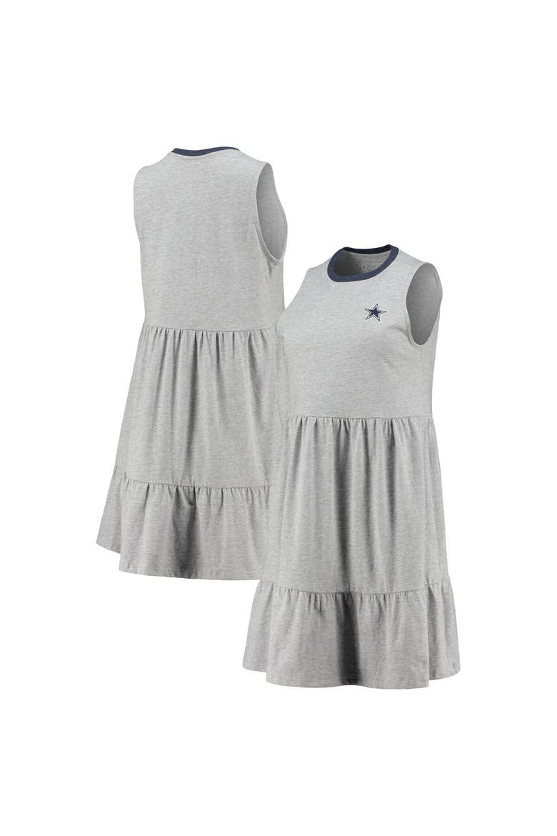 Women's Lauren James Heathered Gray Dallas Cowboys Tiered Dress, Main, color, Heather Gray