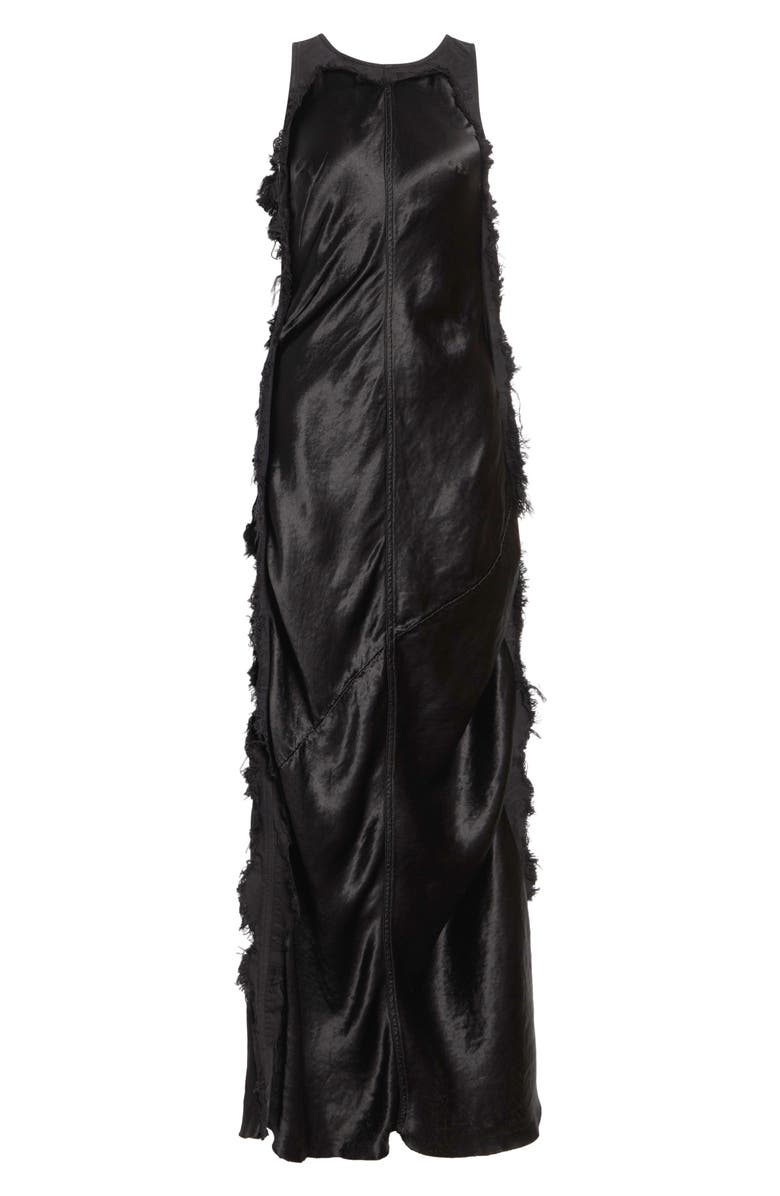 Haikure Toto Fringe Satin Dress, Main, color, Carbon