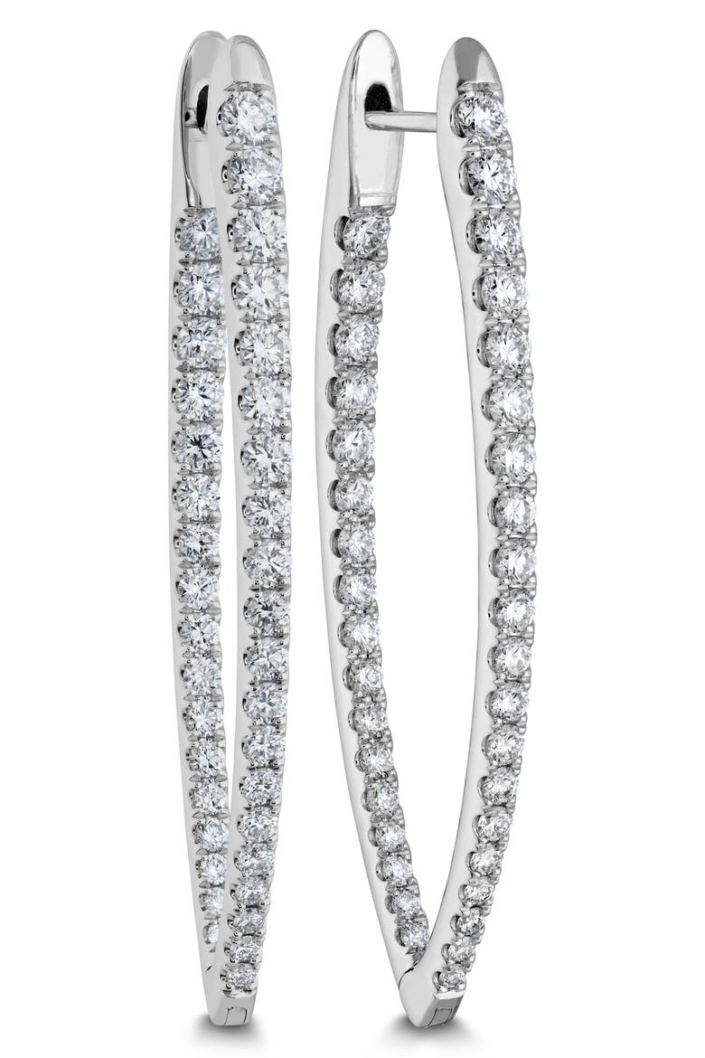 Imperial Diamond Hoop Earrings, Main, color, WHITE GOLD